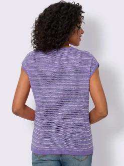 Pull ajouré mancherons tendance