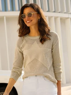 Pull ajouré pur coton