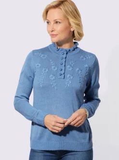 Pull à col montant fausse patte de boutonnage