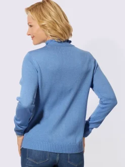 Pull à col montant fausse patte de boutonnage
