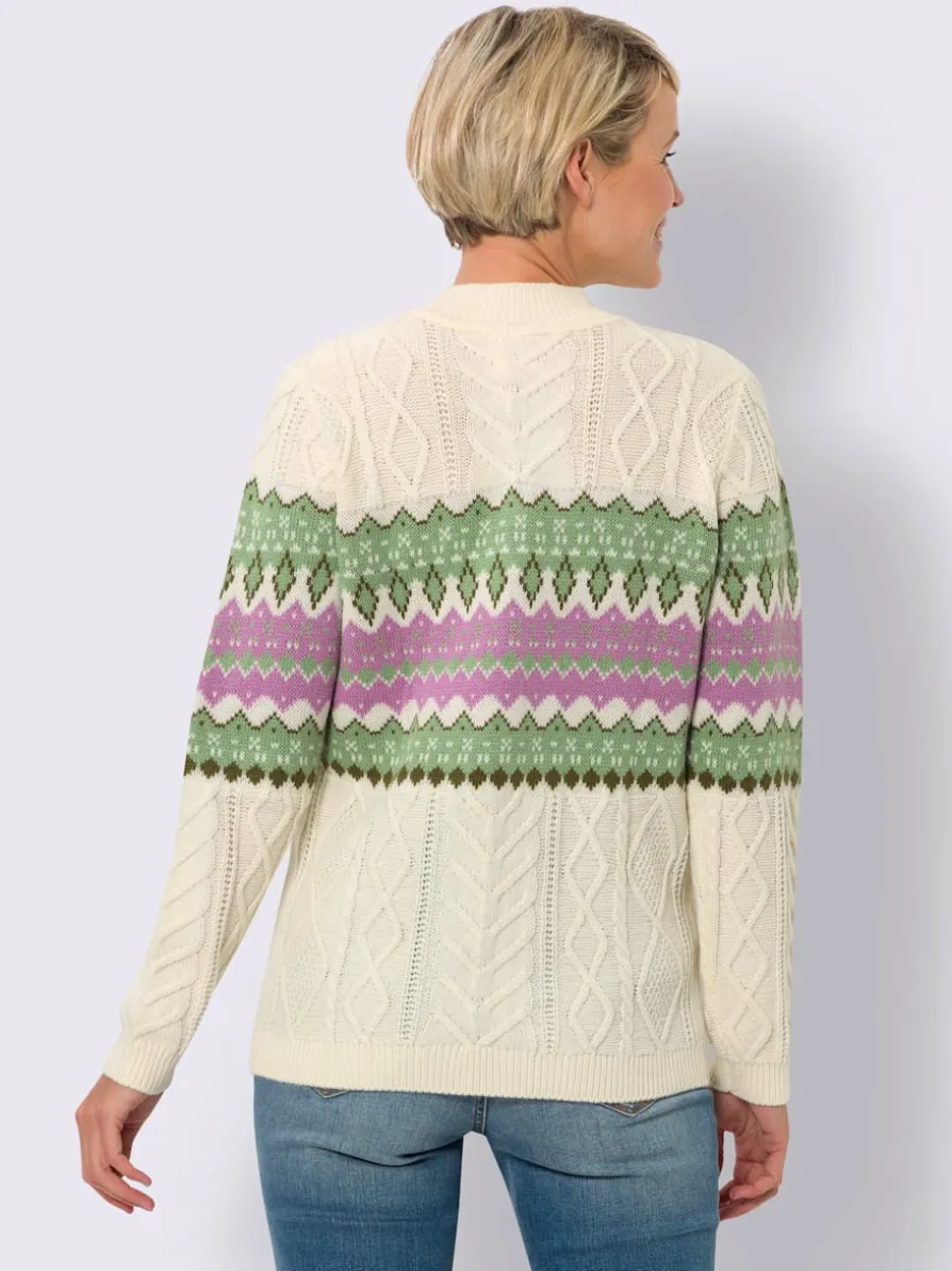 Pull à col montant jolis motifs torsadés et structurés