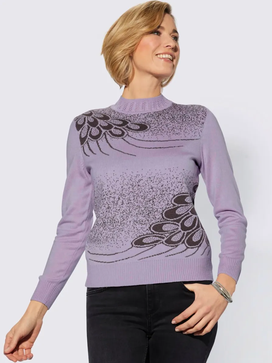 Pull à col montant motif intarsia
