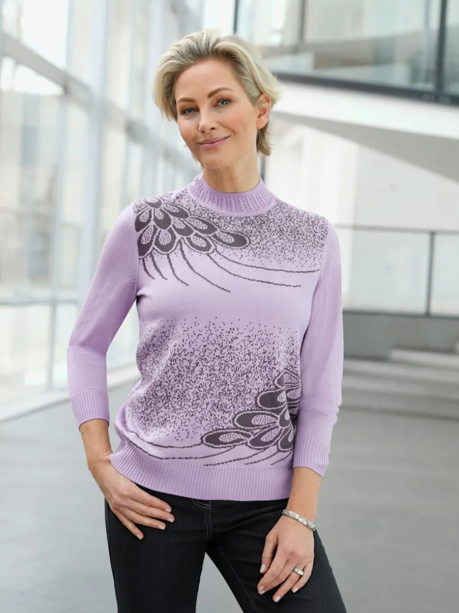 Pull à col montant motif intarsia