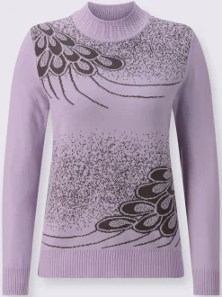 Pull à col montant motif intarsia