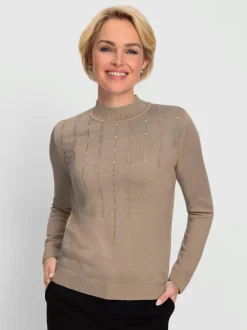 Pull à col montant petites pierres brillantes fantaisie