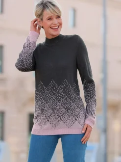 Pull à col montant superbe motif jacquard
