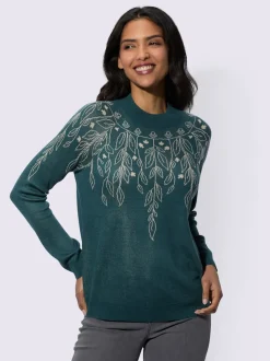 Pull à col montant tricot jacquard de qualité