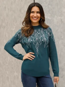 Pull à col montant tricot jacquard de qualité