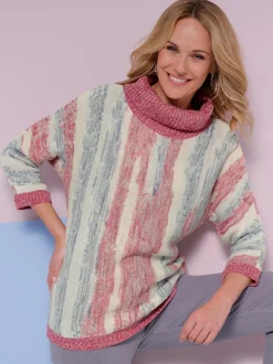 Pull à col roulé tricot jacquard de qualité