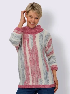 Pull à col roulé tricot jacquard de qualité