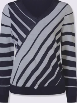 Pull à encolure en v motif à rayures mode