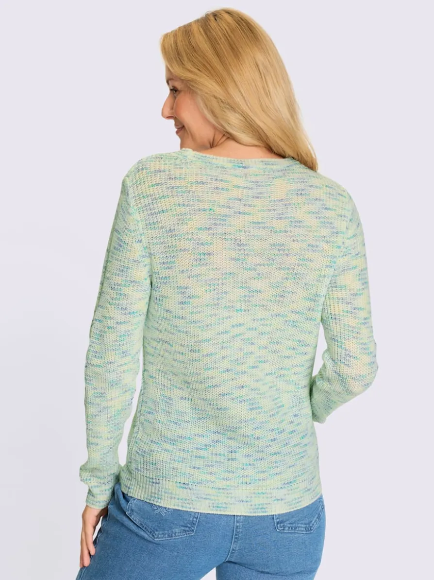 Pull encolure ronde finitions côtelées