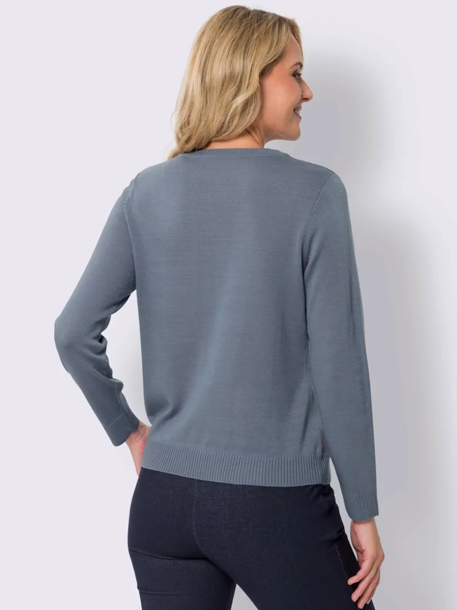 Pull encolure ronde motif cœur tendance
