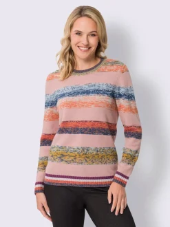 Pull encolure ronde motif rayé moderne