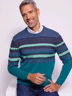 Pull encolure ronde motif tricoté décoratif