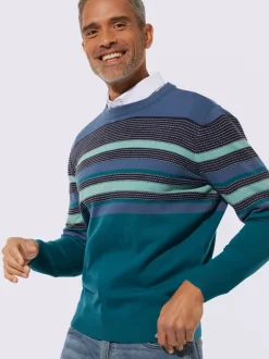 Pull encolure ronde motif tricoté décoratif