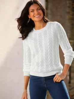 Pull encolure ronde superbe motif torsadé