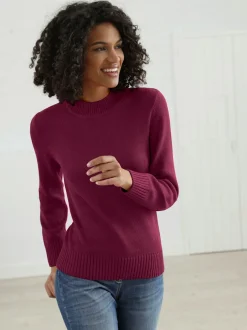 Pull femme basique col montant manches longues