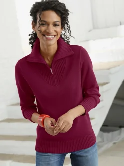 Pull femme décontracté col camionneur manches longues