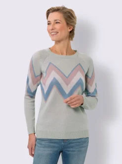 Pull jacquard finitions côtelées