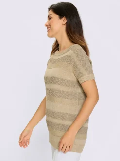 Pull long fil brillant couleur or