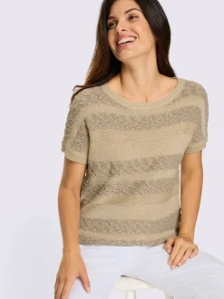 Pull long fil brillant couleur or