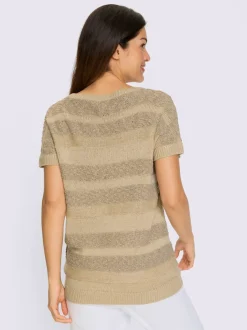 Pull long fil brillant couleur or