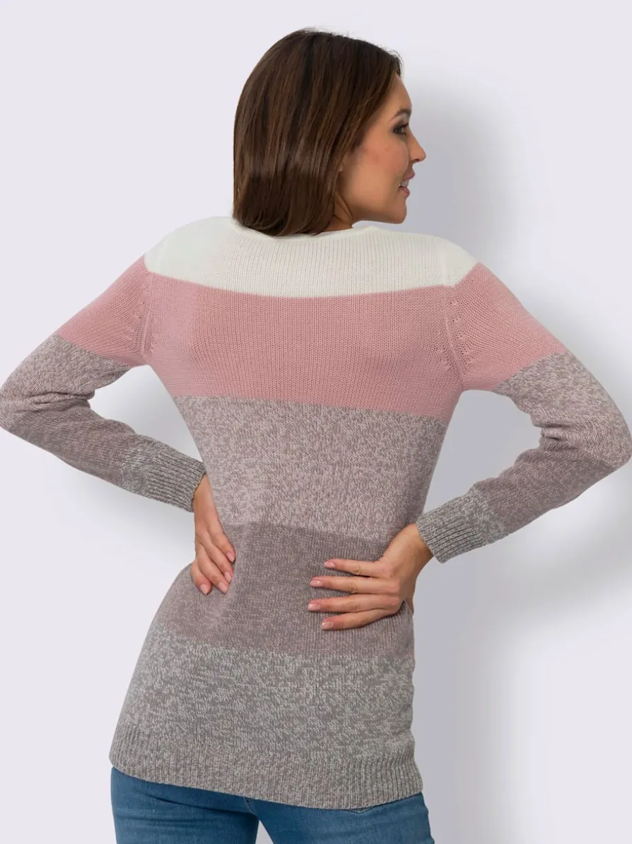 Pull long larges rayures sportives