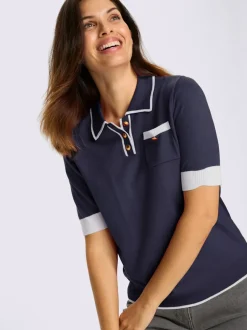 Pull à manches courtes col polo sportif