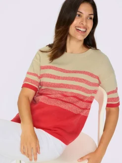 Pull à manches courtes coupe décontractée aux épaules