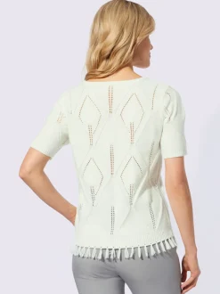 Pull à manches courtes motif ajouré léger