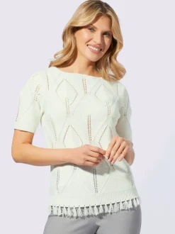 Pull à manches courtes motif ajouré léger