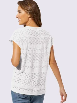 Pull à manches courtes motif ajouré léger