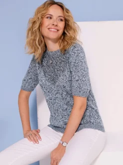 Pull à manches courtes tricot chiné