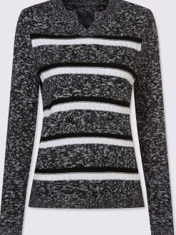 Pull à manches longues encolure arrondie avec petit v