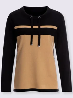 Pull à manches longues encolure ronde avec coulisse