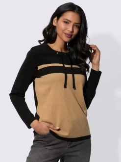Pull à manches longues encolure ronde avec coulisse