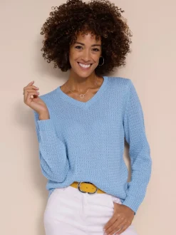 Pull à manches longues jolie structure tricot