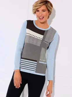 Pull à manches longues motif intarsia