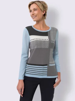 Pull à manches longues motif intarsia
