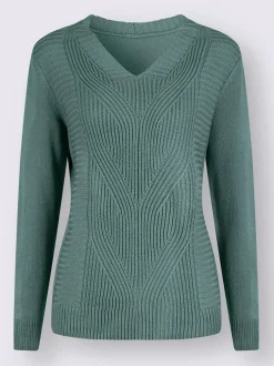 Pull à manches longues motif torsadé devant