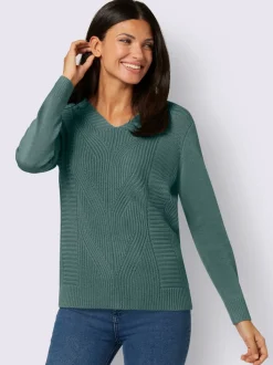 Pull à manches longues motif torsadé devant