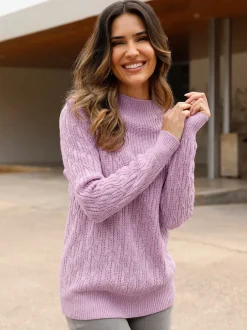 Pull à manches longues superbe motif tricoté