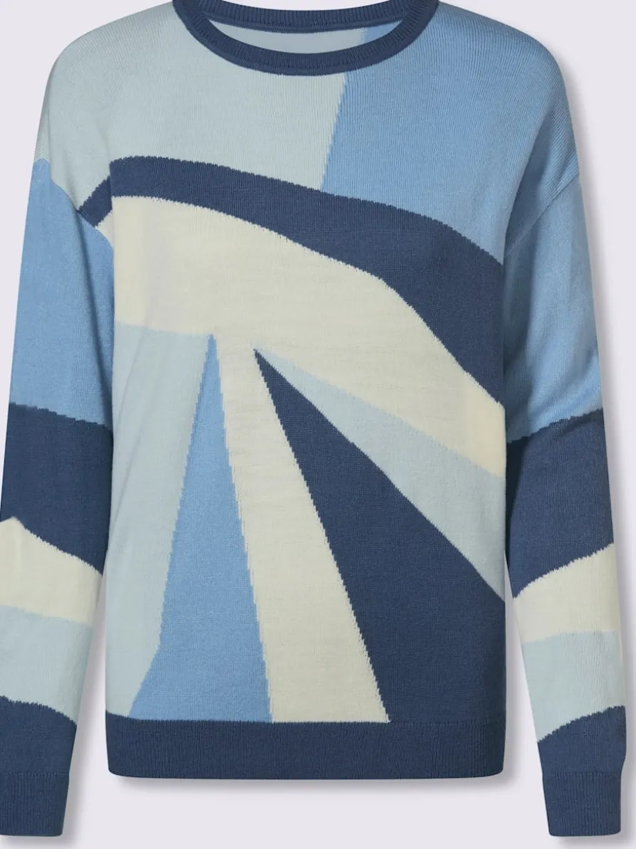 Pull à manches longues tricot intarsia de qualité