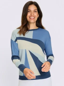 Pull à manches longues tricot intarsia de qualité