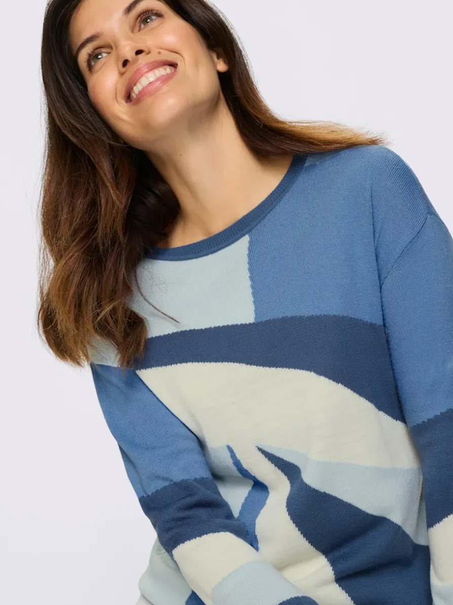 Pull à manches longues tricot intarsia de qualité