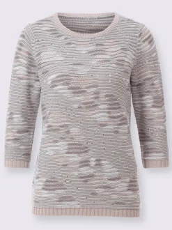 Pull à manches 3/4 superbe motif tricoté