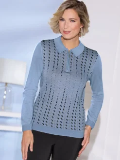 Pull polo superbe mélange jacquard devant