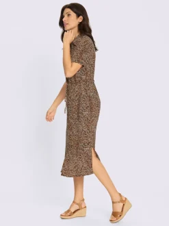 Robe-chemisier coulisse avec lien à nouer à la taille