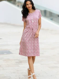 Robe en jersey coulisse avec lien à nouer à la taille